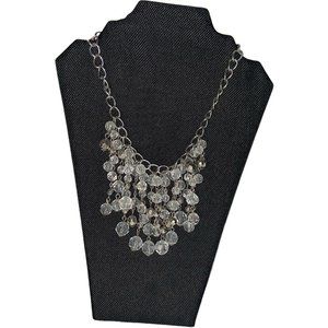 Silver Tone Chain Bib Dangle Statement Necklace